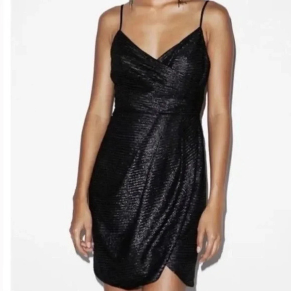 Silence and noise black metallic stardust mini dress size XS like new condition​ - Picture 1 of 4
